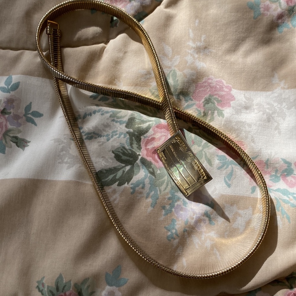 Vintage Metal Coil Stretch Belt with Social Security Card Belt Buckle sz Small - Picture 8 of 8
